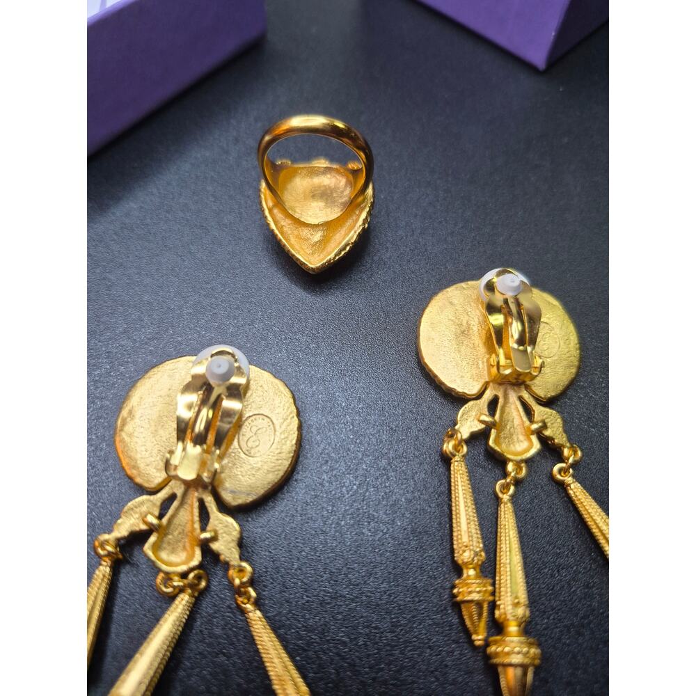 Elizabeth Taylor for Avon Egyptian Revival Phoenix Earrings and Ring - Picture 11 of 11